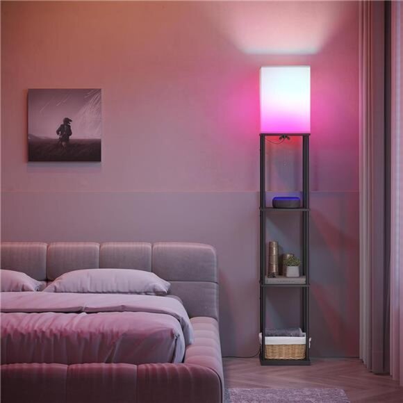 SUNMORY Floor Lamp with Shelves, Smart APP Control Standing Lamp with RGB Bulb - Picture 7 of 8